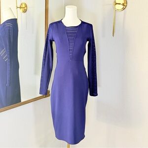 Express Blurple Mesh Dress 10 Indigo Cutout Clubwear Party Sexy Cyber Y2K